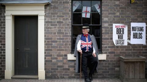 Actor Keith Minchall poses at Blists Hill Victorian Town as the living museum commemorates St George's Day on April 23, 2014