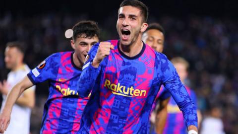 Ferran Torres celebrats scoring against Napoli