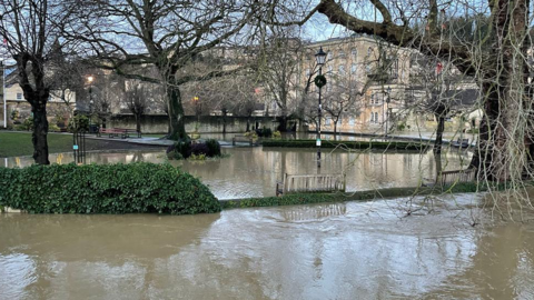 Bradford on Avon town centre flooded