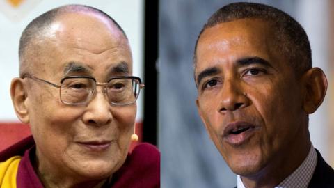 Composite image of Dalai Lama and Barack Obama