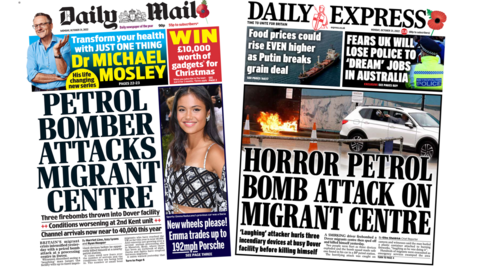 The front pages of the Mail and the Express