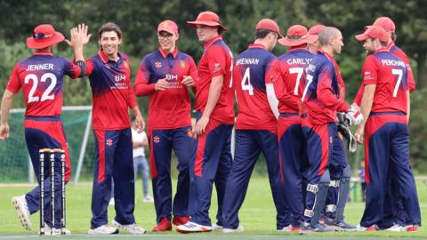 Jersey celebrate a wicket