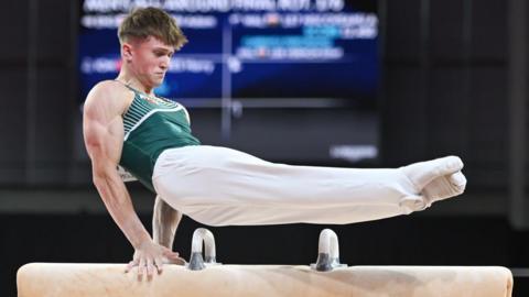 Ethan Vernon on the pommel horse