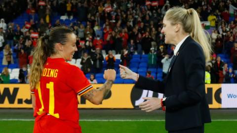 Natasha Harding and Gemma Grainger doing a fist bump