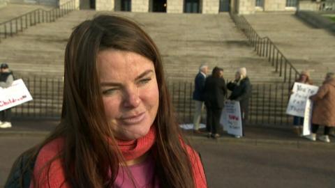 A protest has been held at Stormont by families of children with special educational needs (SEN) who are concerned by impact of school strikes.