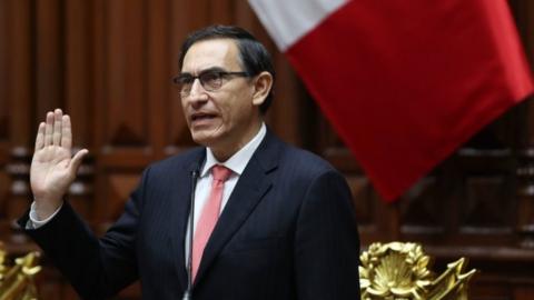 Martin Vizcarra, a civil engineer and businessman is sworn-in as new Peruvian president, in Lima, Peru, 23 March 2018.