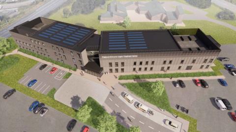 Aerial shot of artists impression of new urgent treatment centre (UTC) and fracture clinic