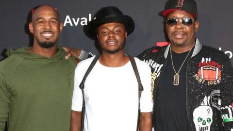 Landon Brown, Bobby Brown Jr, and Bobby Brown arrive at the Hollywood premiere of The Bobby Brown Story in 2018