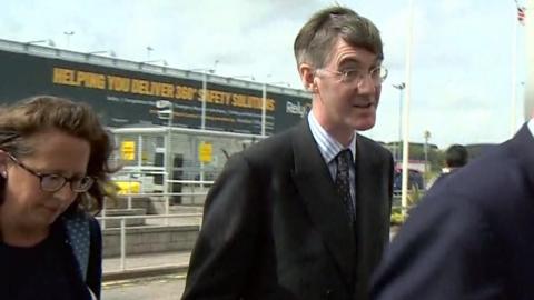 Jacob Rees-Mogg arriving at Aberdeen Airport