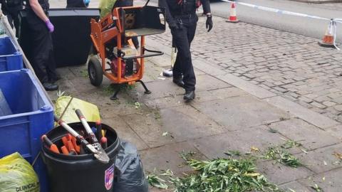 Police with a shredder