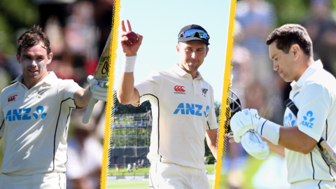 Tom Latham, Trent Boult and Ross Taylor