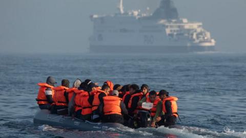 A small boat crosses the Channel in July 2021