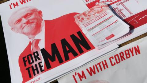 A Leaflet featuring Labour Party leader Jeremy Corbyn