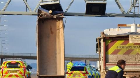 A tipper truck crash on the M5