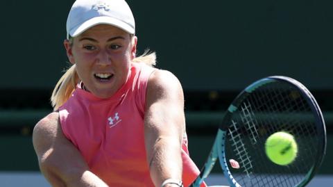 Great Britain's Sonay Kartal plays a shot at Indian Wells