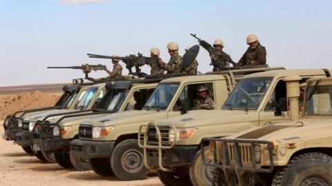 Jordanian soldiers on the Jordan-Syria border