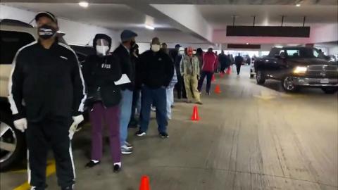 Queue of people waiting to vote