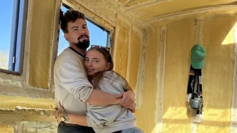 Sorcha and Max during the renovation of their house boat