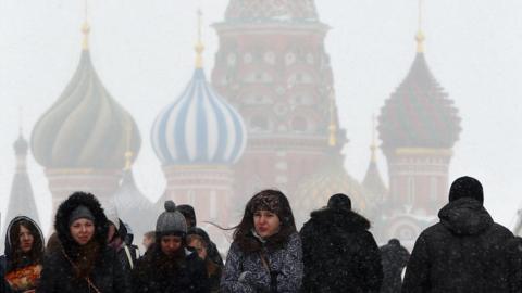 Grey winter scene at Red Square, Moscow - file pic