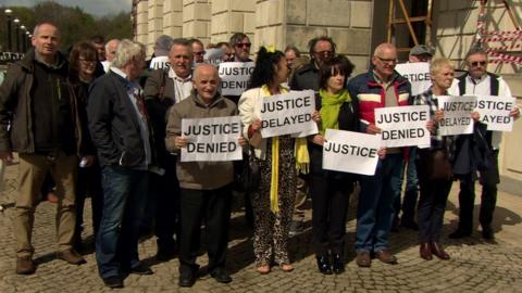 Stormont protest by historical institutional abuse victims in April