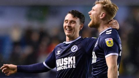 Andreas Voglsammer celebrates Millwall's second goal