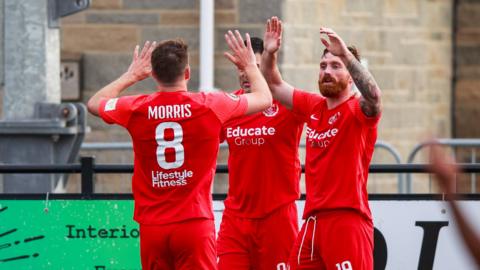 Connah's Quay celebrate Craig Curran's opening goal