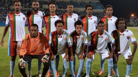 The Eritrean football team pictured in 2015