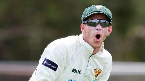 Australia's Test captain Tim Paine keeping wicket for Tasmania in the Sheffield Shield