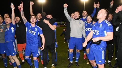 Darvel players celebrate stunning Aberdeen in the Scottish Cup
