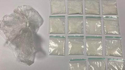 Small plastic bags filled with ketamine, found by police in Newcastle