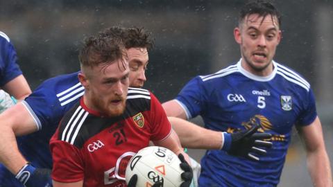 Liam Kerr in action for Down against Cavan in the 2020 Ulster Championship