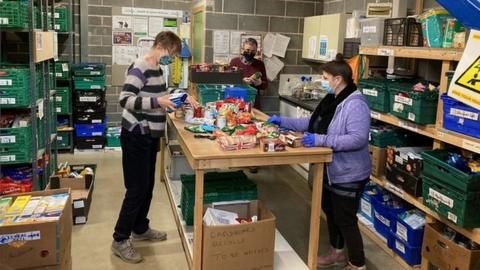 Volunteers at food bank