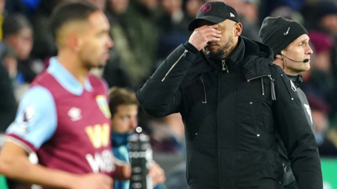 Burnley boss Vincent Kompany reacts during his side's 1-1 draw with Luton