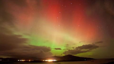 Aurora borealis photographed from South Uist