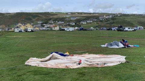 Collapsed town at Newgale Campsite
