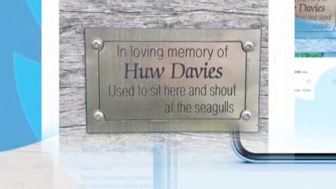 The plaque apparently commemorated a man named Huw Davies who had strong views on seabirds