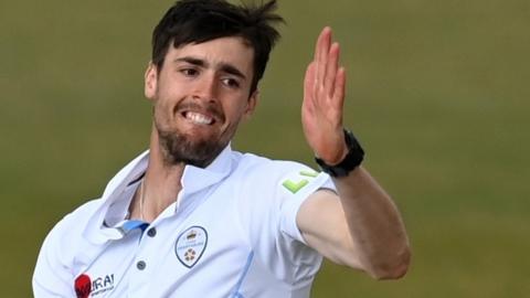 George Scrimshaw bowls for Derbyshire