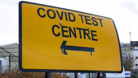 Covid test centre sign