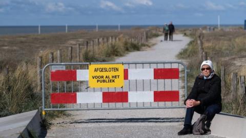 Closed to the public - a barrier on the beach at Katwijk