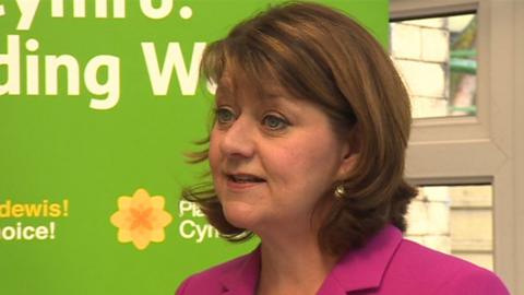 Leanne Wood during campaigning in Bangor, Gwynedd