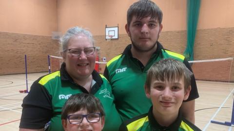 The Withey family in a sports hall