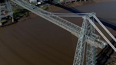 Aerial view of the transporter bridge