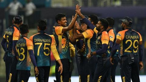 Sri Lanka celebrate wicket against Ireland