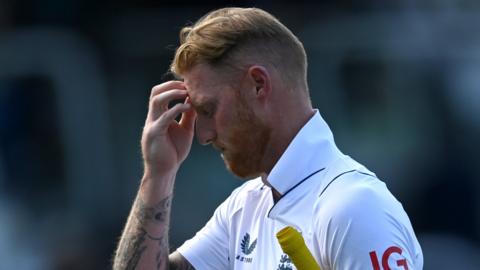 England captain Ben Stokes walks off after being dismissed