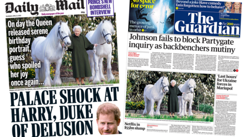 Daily Mail and Guardian front pages