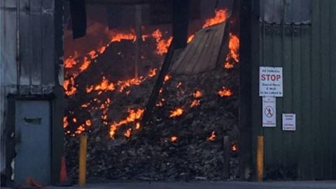 A fire in Nantycaws' recycling centre