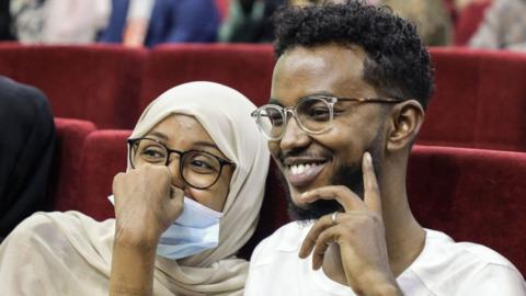 Viewers wait for the first screening of Somali films at The Somali National Theatre