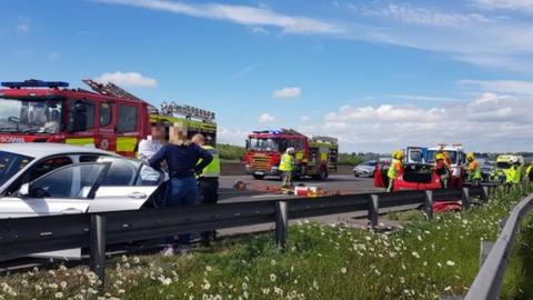 M1 disruption after J29A Markham Vale multi-vehicle crash