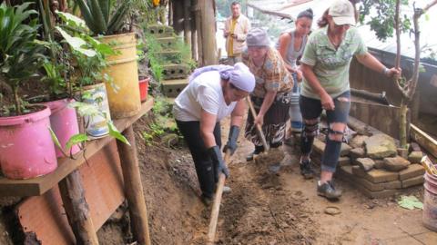 Residents working on path