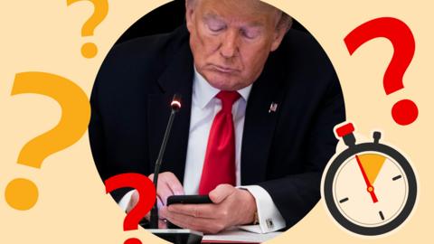 Donald Trump using a smartphone